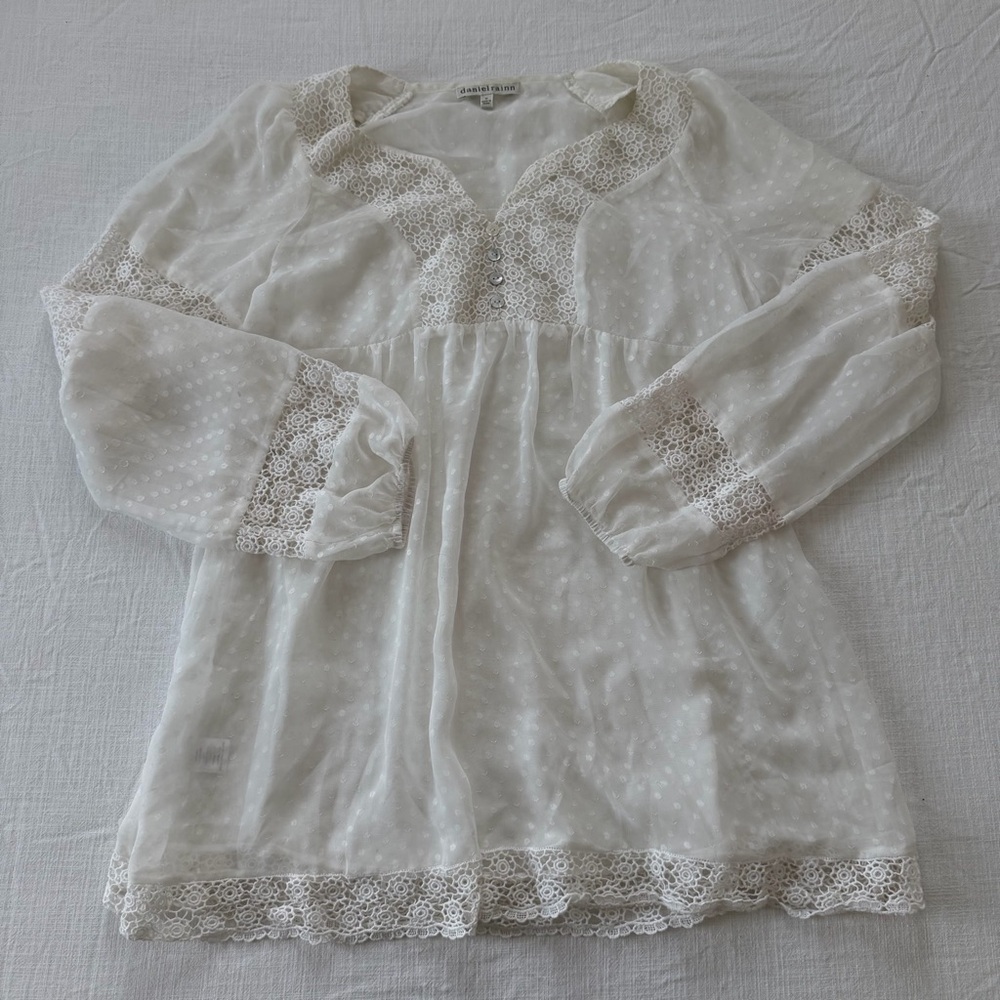 Daniel Rainn White Swiss Dot Lace Cover-Up Tunic